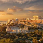 Akropolis of athens at sunset