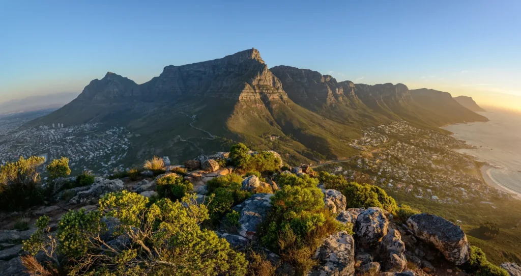 View of Table Mountain and 12 Apostles from Lion's Head. Cape Town. Western Cape. South Africa