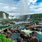 Iguazu Falls on the border of Brazil and Argentina in South America