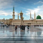 Muslims gathered for worship Nabawi Mosque, Medina, Saudi Arabia